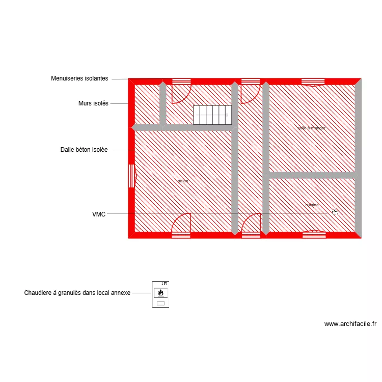 LEVILLAIN rdc &eacute;tat &eacute;tape 2. Plan de 6  et 52 m²