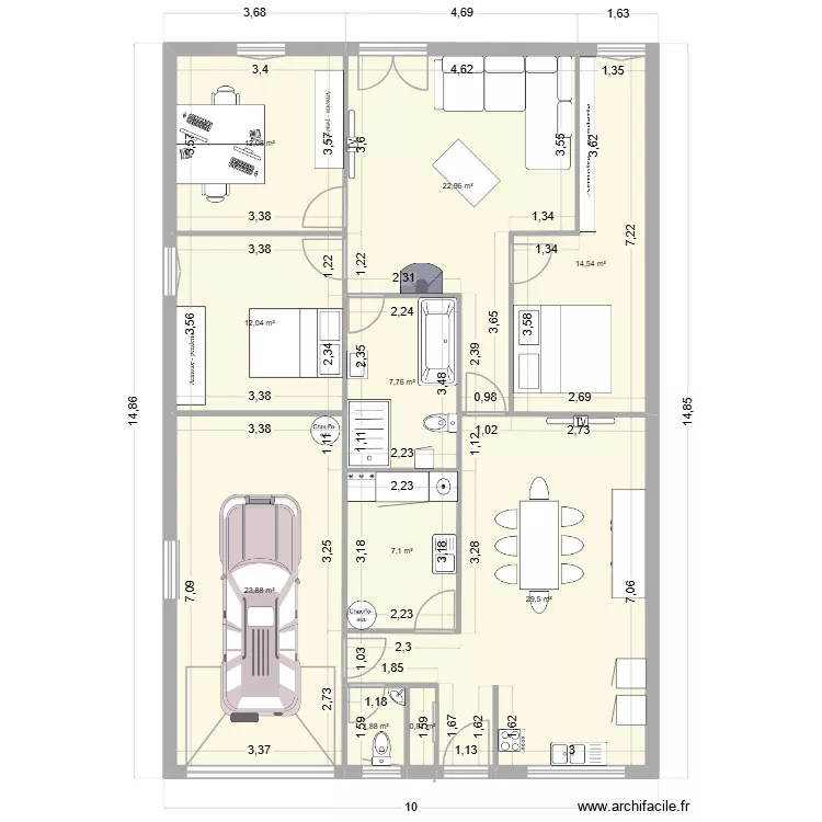 Plain pied. Plan de Plain pied. Plan de
