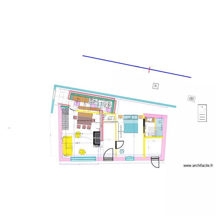 Port-Blanc cuisine salon (25.06). Plan de 