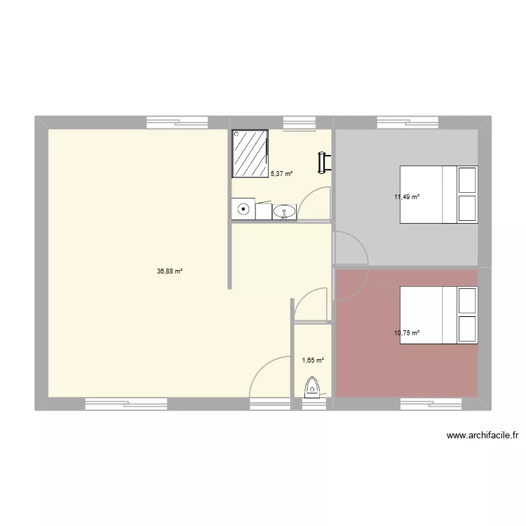 maison top. Plan de 5  et 66 m²