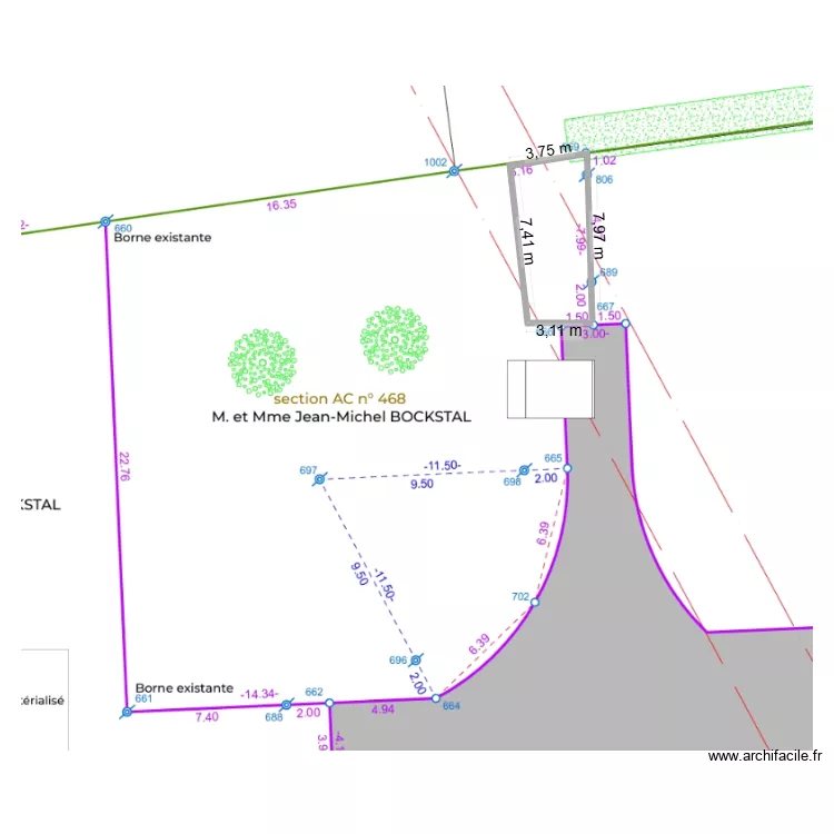 garage lot 4 +mur. Plan de 