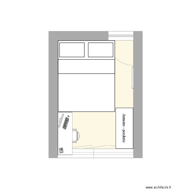 Chambre Flora Avant. Plan de 1 pièce et 6 m2