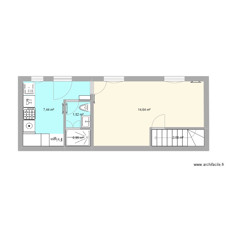 10_F3_RDC2. Plan de 5 pièces et 27 m2