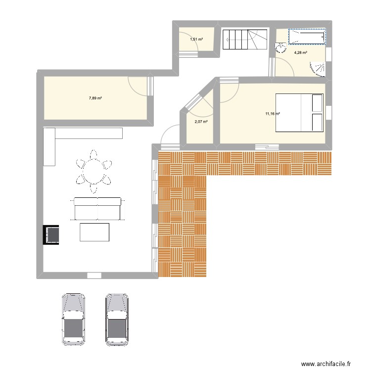 Wissant. Plan de 5 pièces et 27 m2