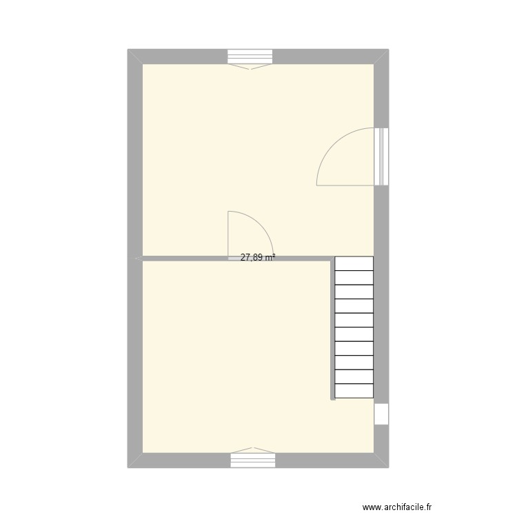 FILLEUL ETAGE. Plan de 1 pièce et 28 m2