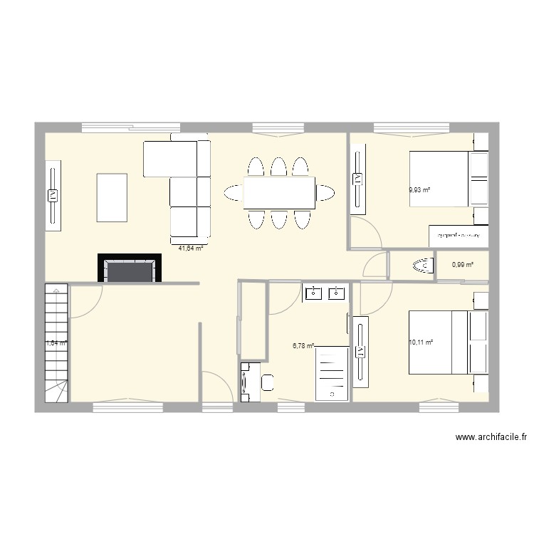 paulo et laurie Meublé. Plan de 7 pièces et 72 m2