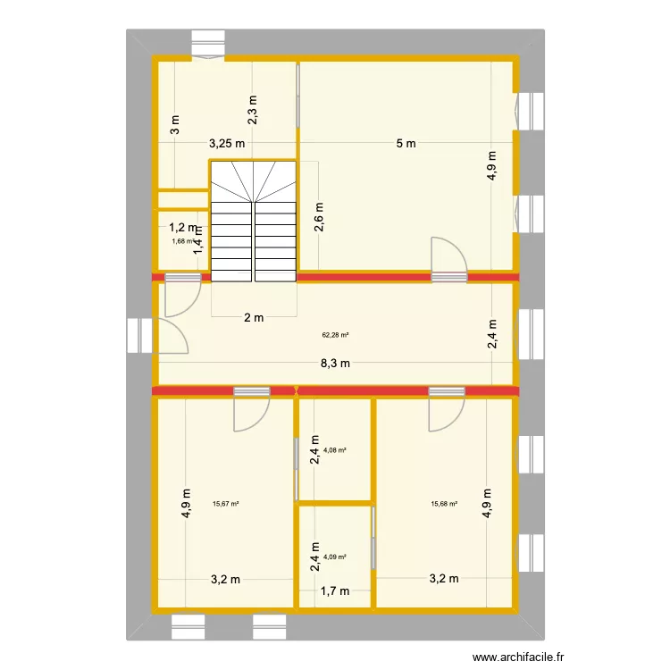 etage. Plan de 6 pièces et 153 m²