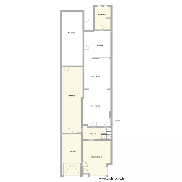 Benedenverdieping Otegem. Plan de 