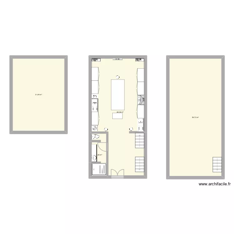 Labo V2. Plan de 4  et 131 m²