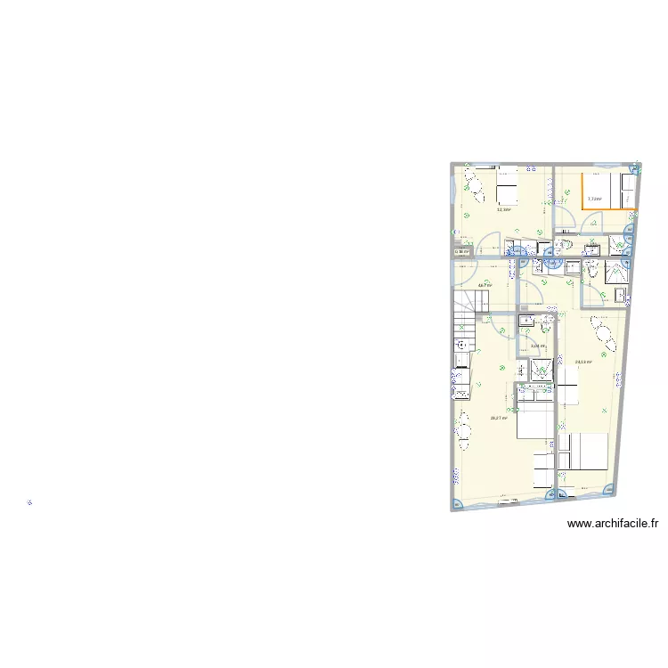 R+3 fen&ecirc;tre. Plan de 8  et 78 m²