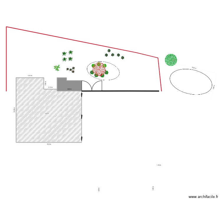 Piscine 2. Plan de 2 pièces et 103 m2