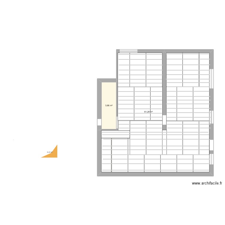 NIVEAU 0 PLACO. Plan de 2 pièces et 65 m2