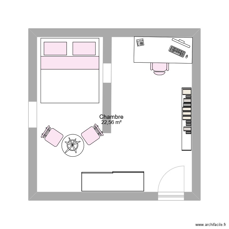 Chambre s. Plan de 1 pièce et 23 m2