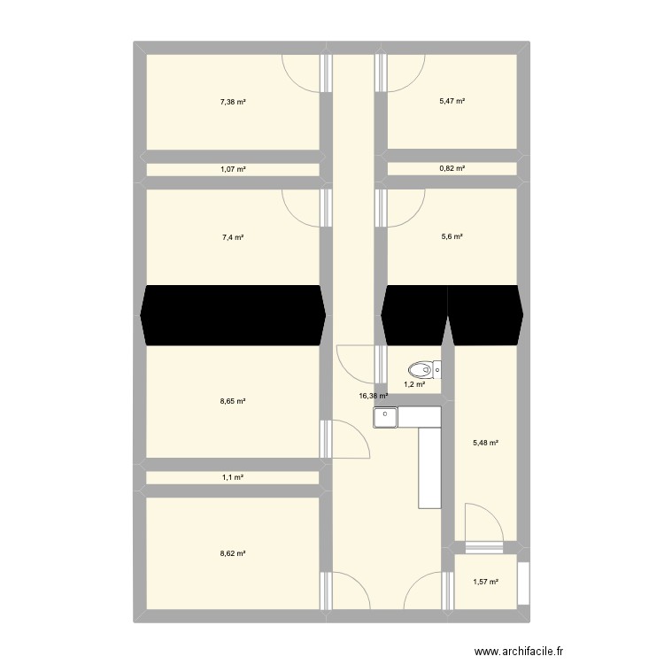 CAVES FB DU TEMPLE_V2. Plan de 13 pièces et 71 m2