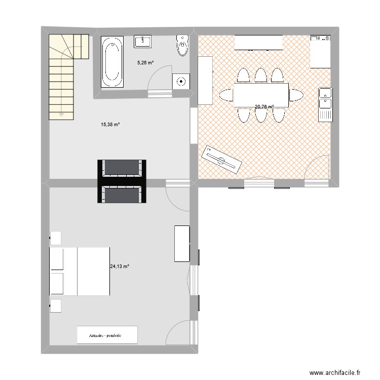 Férolle. Plan de 4 pièces et 66 m2