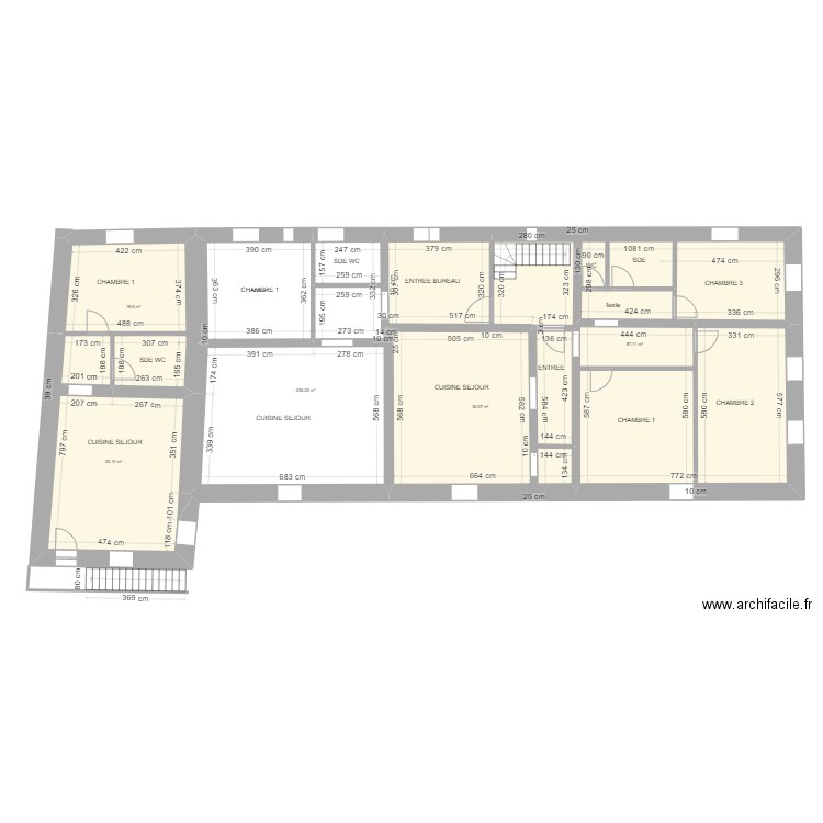 LES BRISSES PROJET  1 ETAGE. Plan de 6 pièces et 230 m2