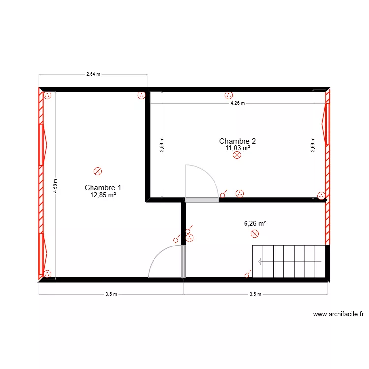 DAHMANI R+1 PRO. Plan de 3  et 30 m²