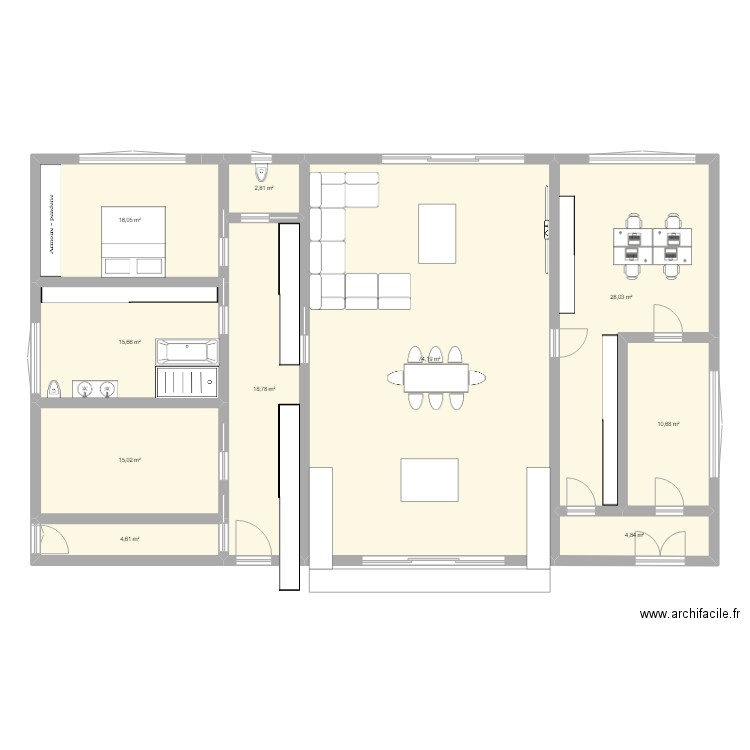 MAISON. Plan de 10 pièces et 191 m2