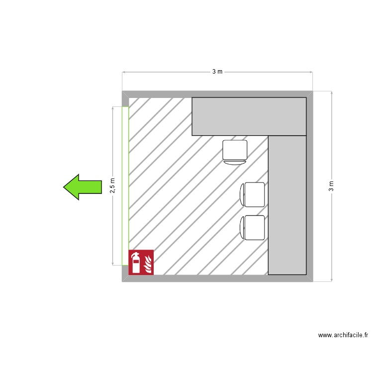 Video V. Plan de 1 pièce et 8 m2