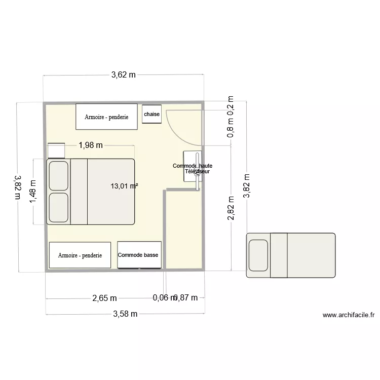 chambre 8. Plan de 1 Pièce et 13 m² chambre 8. Plan de 1 Pièce et 13 m²