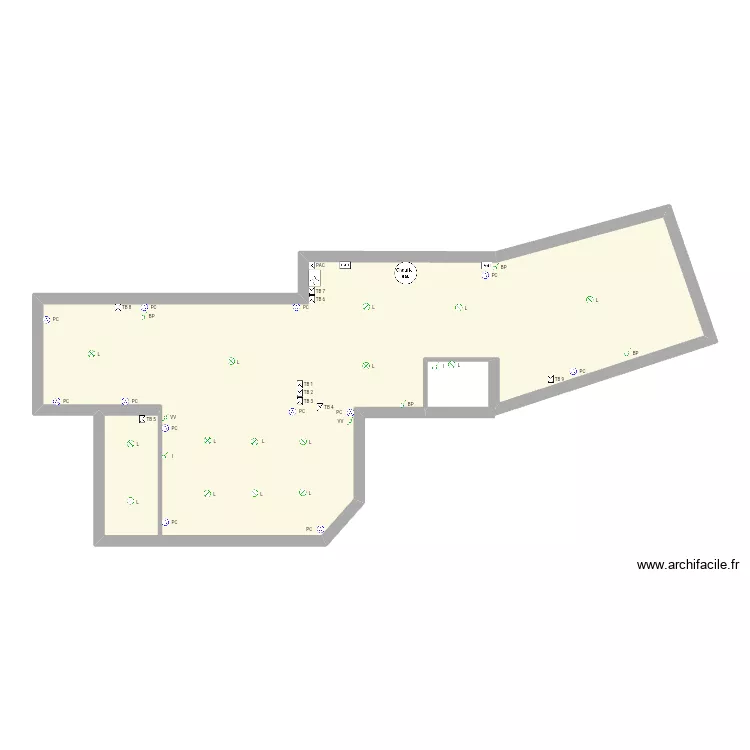 Sous sol. Plan de 1  et 74 m²