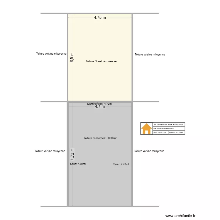 PALN WEYNACHTER avant travaux. Plan de 
