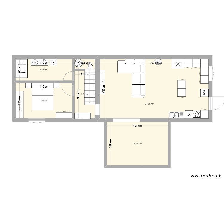 extension 2. Plan de 5 pièces et 73 m2