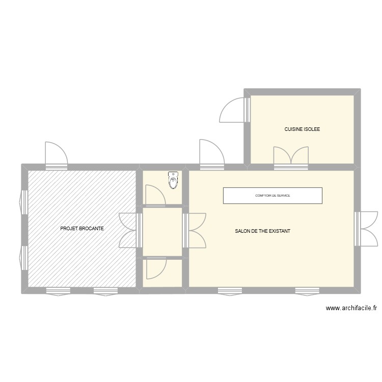 BROCANTE. Plan de 6 pièces et 72 m2