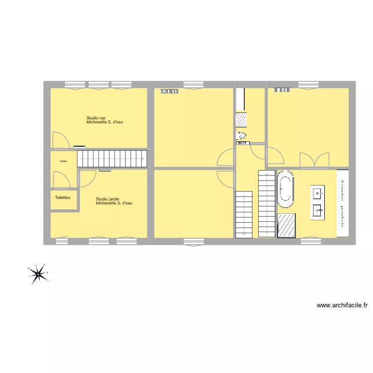 Maison Pajaudi&egrave;re R+1-. Plan de 4  et 99 m²