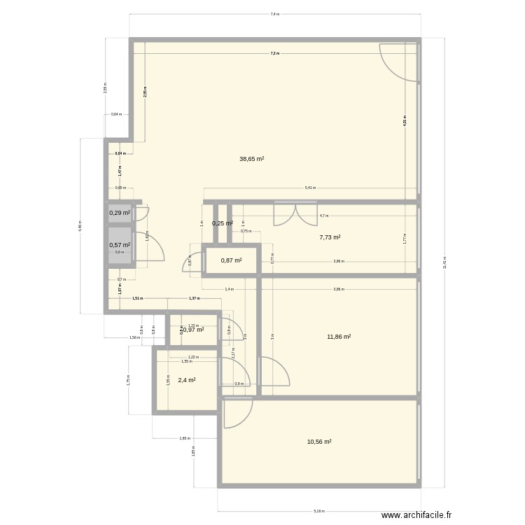 appartement Isabelle. Plan de 10 pièces et 74 m2