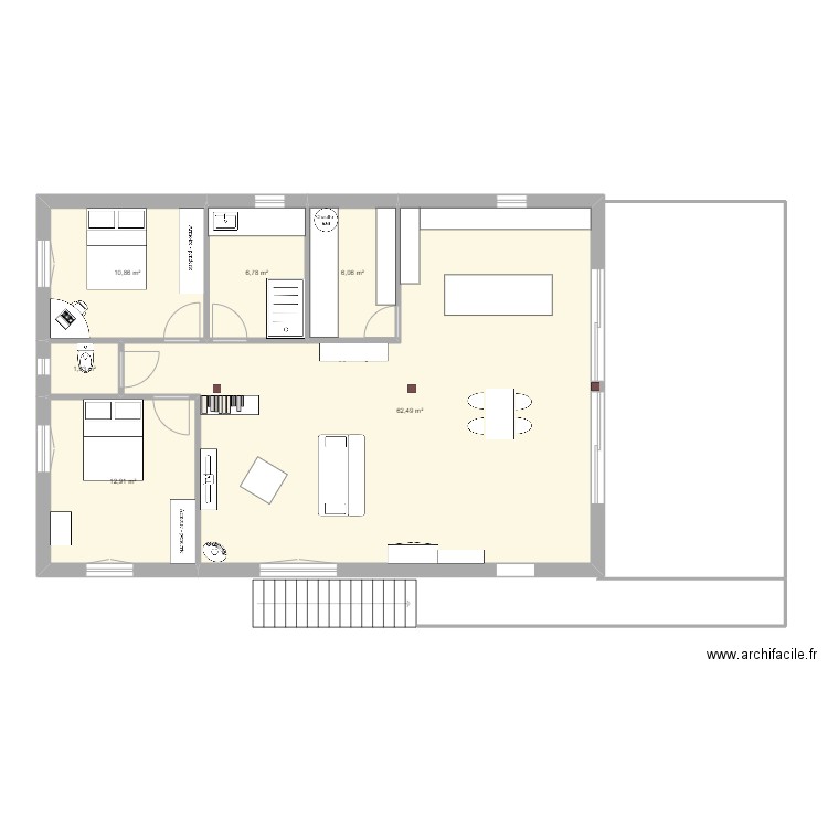 martelle v3. Plan de 6 pièces et 105 m2