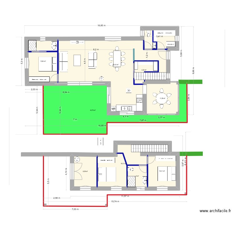 Autrans V2 bis. Plan de 9 pièces et 182 m2