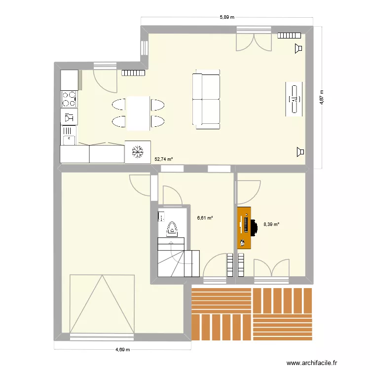 Maison. Plan de 3  et 68 m²