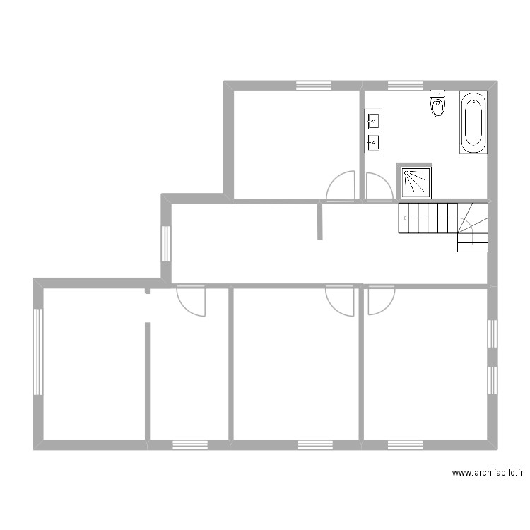Assesse étage. Plan de 2 pièces et 23 m2