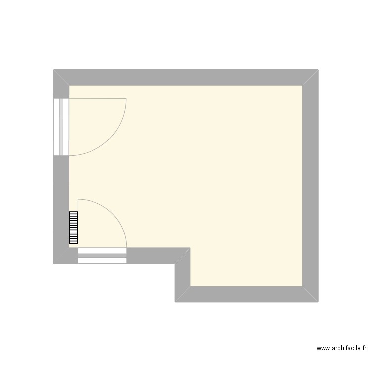 chambreh. Plan de 1 pièce et 11 m2