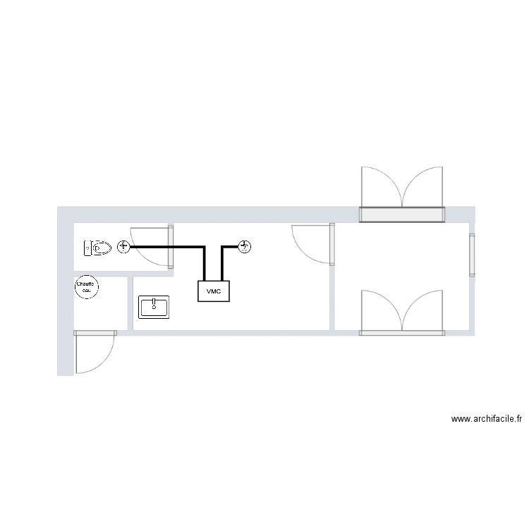 RT 25-060 TIC réseau VMC Sanitaire zone vestiaire. Plan de 0 pièce et 0 m2