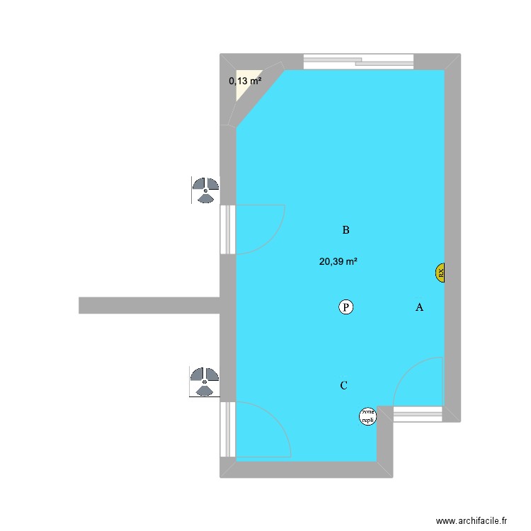 Salle des soins 2 .. Plan de 2 pièces et 21 m2