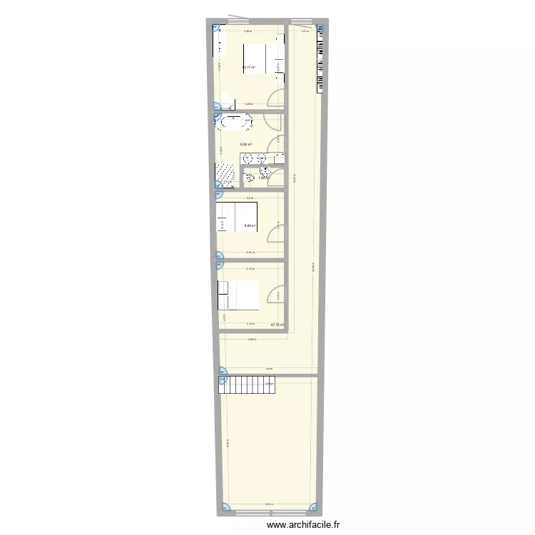 &Eacute;tage. Plan de 5  et 102 m²
