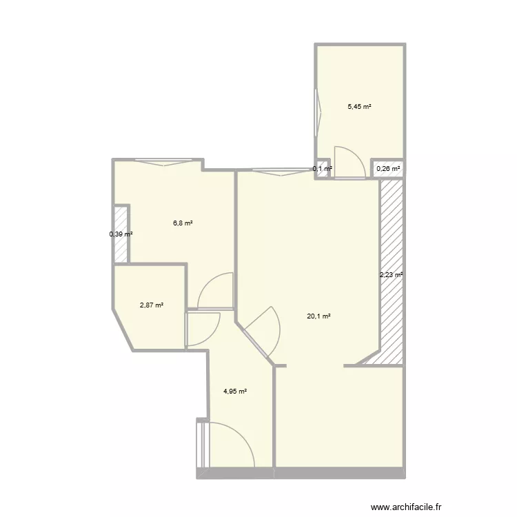 Jarente. Plan de 9  et 43 m²