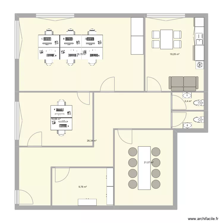 Bureau. Plan de 7 et 133 m² Bureau. Plan de 7 et 133 m²