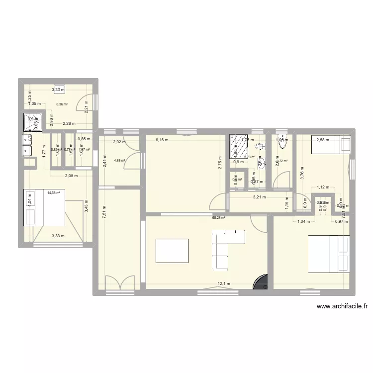 plan 2. Plan de 10 pièces et 117 m²