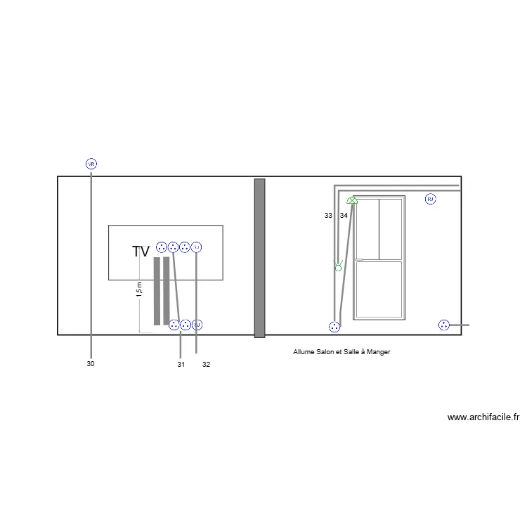 mur RdC Ouest. Plan de mur RdC Ouest. Plan de