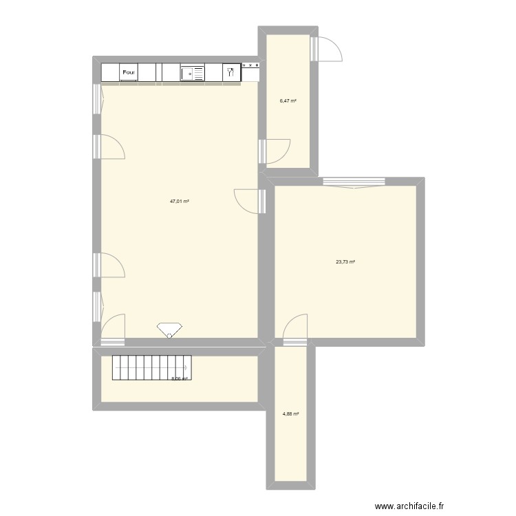 juigneloire. Plan de 5 pièces et 90 m2