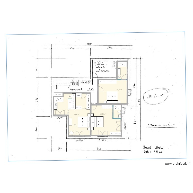 REZ JARDIN SAMOENS 18/3. Plan de 3 pièces et 80 m2