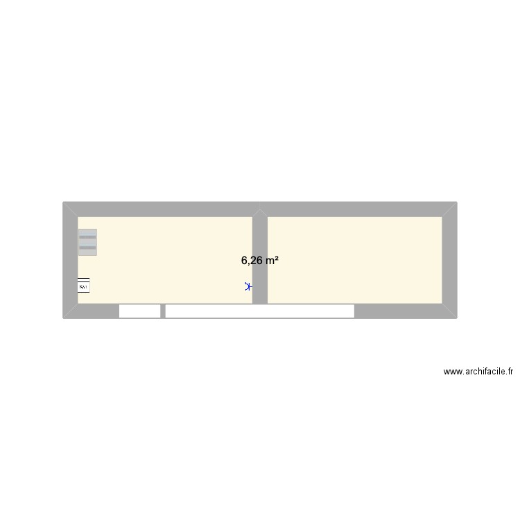 Espace 3 & 4. Plan de 1 pièce et 6 m2
