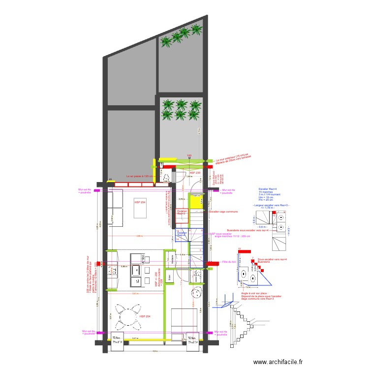 BAUCQ 77 3e étage Communs Electricité. Plan de 10 pièces et 99 m2
