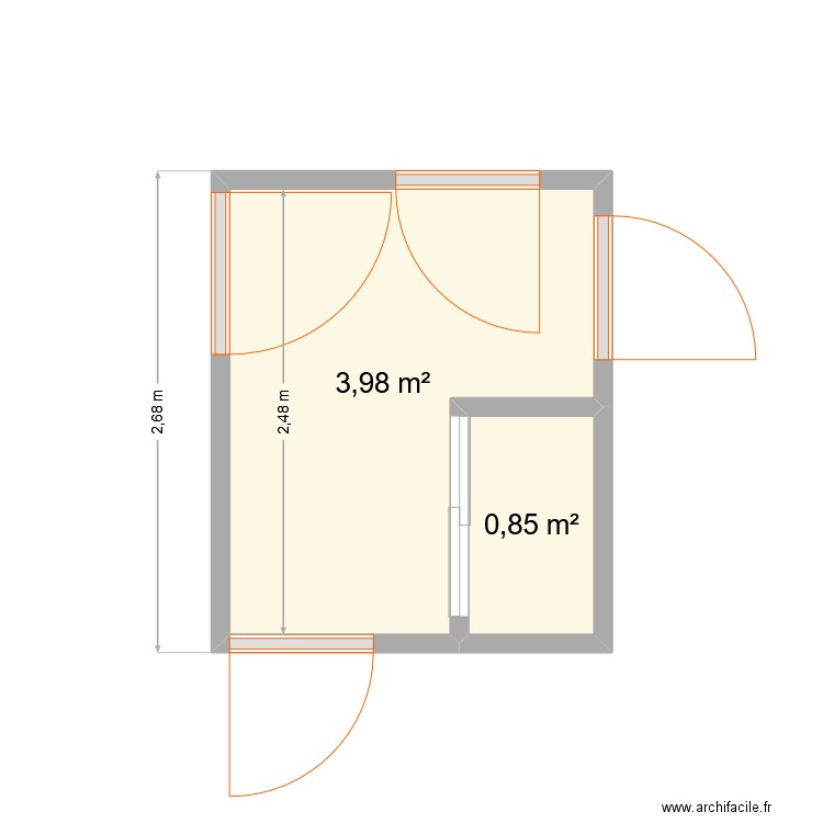 Entrée. Plan de 2 pièces et 5 m2