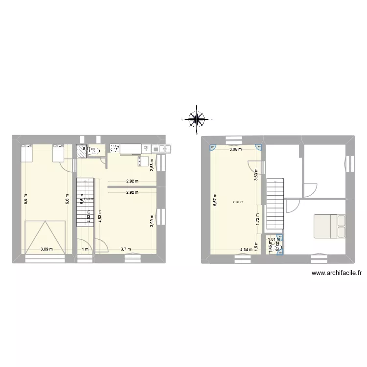 Projet 0. Plan de 2 Pièces et 73 m²