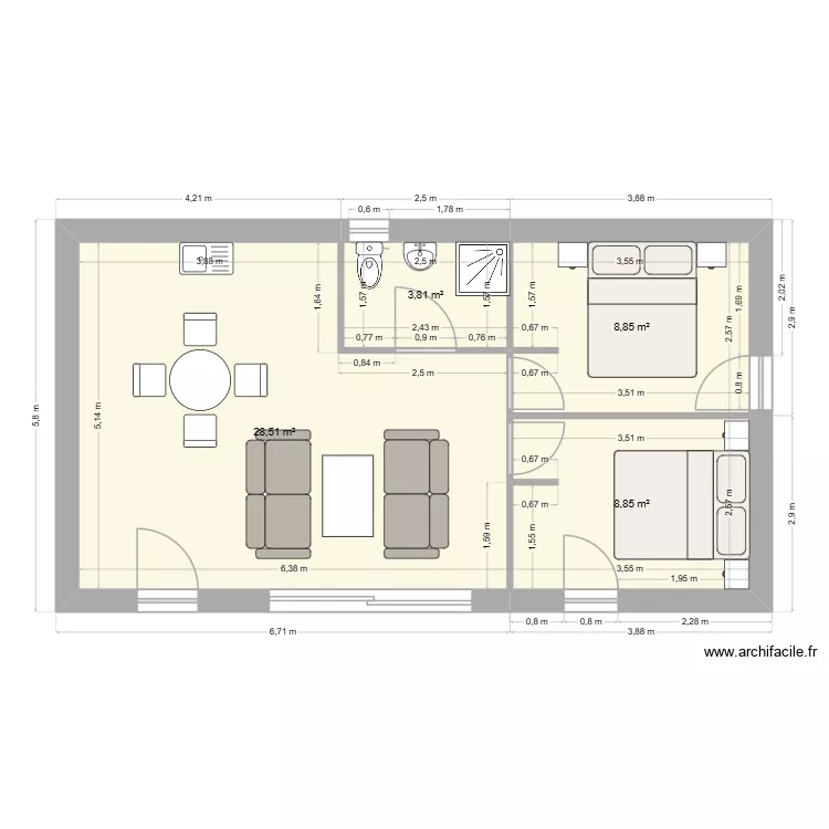 maison gaetan. Plan de 4 Pièces et 50 m² maison gaetan. Plan de 4 Pièces et 50 m²