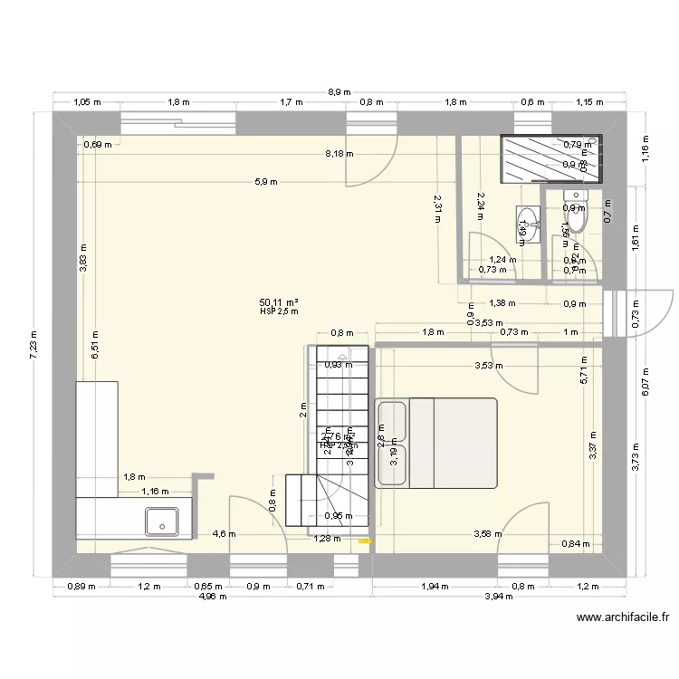 mikit2. Plan de 2 Pièces et 56 m²